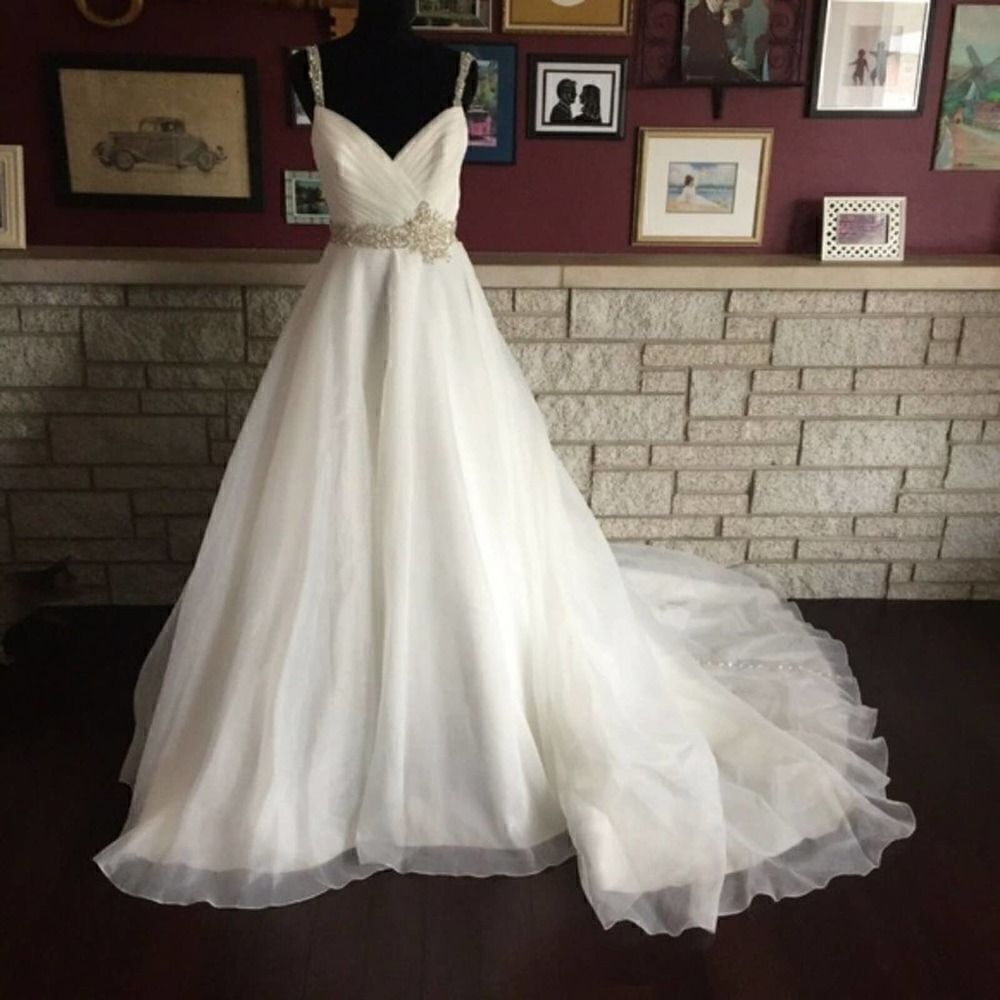 Mori Lee Crystal Ivory Beaded Organza Wedding Dress Gown 2679